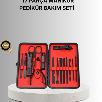 Şık Kutu Tasarımlı 17 Parça Manikür Pedikür Seti Dayanıklı ve Hijyenik