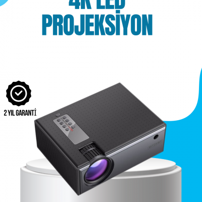 Full HD Destekli Taşınabilir Projeksiyon Cihazı – HDMI, USB, VGA Girişli, Uzaktan Kumandalı