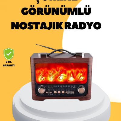 Taşınabilir Şömine Görünümlü Bluetooth Hoparlör – Solar Şarjlı, Alev Işıklı, 7W Ses