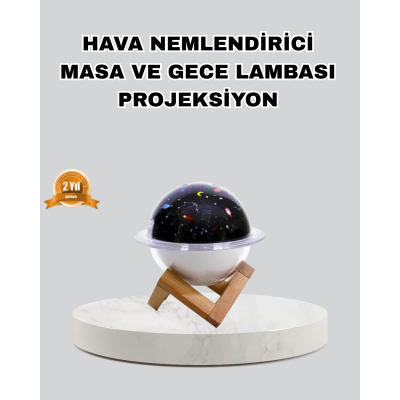 Aromaterapili USB Hava Nemlendirici – Projeksiyon Işıklı, Sessiz ve Şık Tasarım