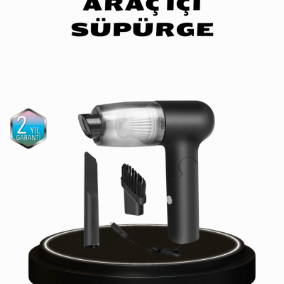 Taşınabilir Vakumlu Araç Süpürgesi – Katlanabilir Sap, Yıkanabilir Filtre, 120W Motor