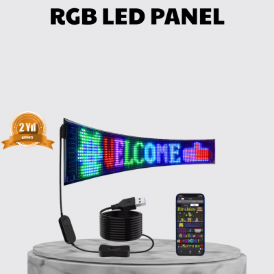 RGB LED Panel – Çok Renkli, Kumandalı, USB Bağlantılı Yazı ve GIF Gösterimli Akıllı Lamba