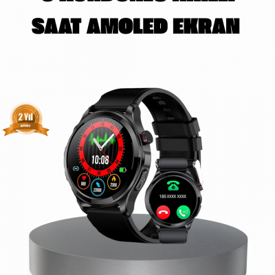 AMOLED Ekranlı Smartwatch – 3 Kordonlu, Kalp Atış & Uyku Takipli Akıllı Saat
