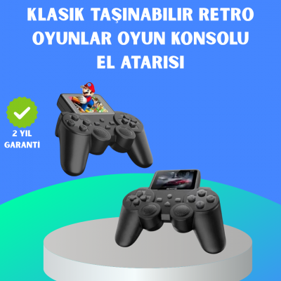 2.4 İnç HD Renkli Ekranlı 500-in-1 Taşınabilir Retro Oyun Konsolu, Kablolu TV Bağlantısı ve Uzun Pil Ömrü