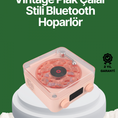 Vintage Tarz Bluetooth Hoparlör – Gece Işığı ve Zaman Göstergeli