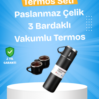 Paslanmaz Çelik Termos Seti | 500 ml Kapasite, 6-12 Saat Isı Koruma, Hediye Kutulu