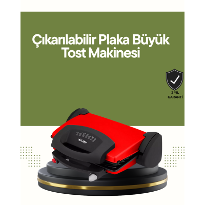 Profesyonel 2000W Tost Makinesi – Ayarlanabilir Termostat ve Çıkarılabilir Plaka