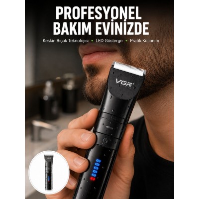 Şarjlı Tıraş Makinesi –Dijital Ekranlı, Hızlı Şarjlı, Profesyonel Kesim Seti Yeni Nesil