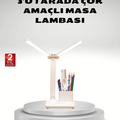 Kısılabilir LED Masa Lambası – Kalemlik ve Telefon Standlı, Göz Yormayan Işık