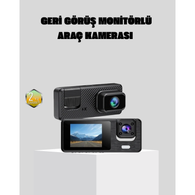 Full HD 3'lü Araç Kamerası Geri Görüş Destekli Park Modlu 1080P DVR