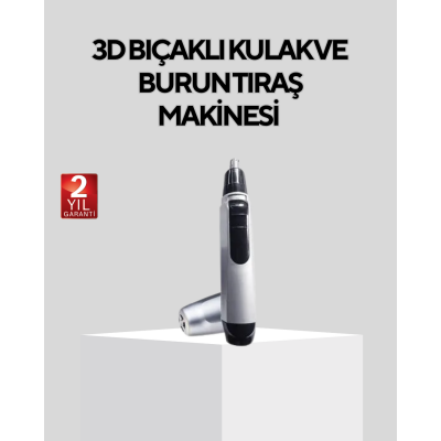 Burun Kulak ve Kaş Tıraş Makinesi 3D Keskin Bıçaklı Pil ile Çalışan