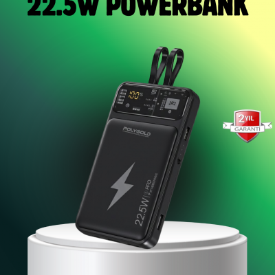 Powerbank Dahili Ekranlı 10000 mAh Çift Kablolu