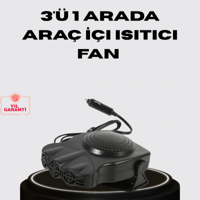Araç İçi Isıtıcı ve Fan 3’ü 1 Arada 12V Çakmak Girişli ve Hızlı Isınma Özellikli