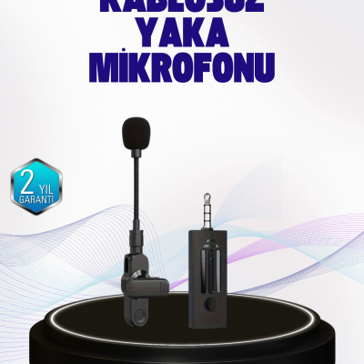 2.4 GHz Kablosuz Yaka Mikrofonu – 60 Metre Menzil, Gürültü Azaltma, Type-C Şarjlı