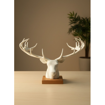 Dekoratif Geyik Başı Heykel 25 cm Modern Minimal Tasarım