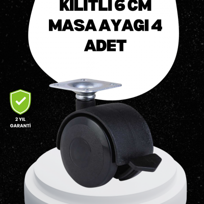 6 cm Kilitli Tekerlek Ayak 4 Adet Sehpa ve Ekipman Uyumlu