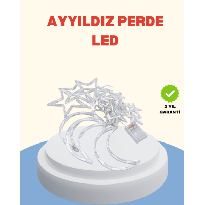 Yıldız Ay Tasarımlı Prizli Perde LED Işık İç Mekan Dekoru