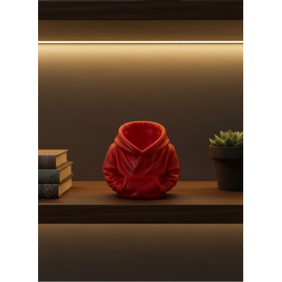 Dekoratif Kırmızı Hoodie Kalemlik 10x10 cm