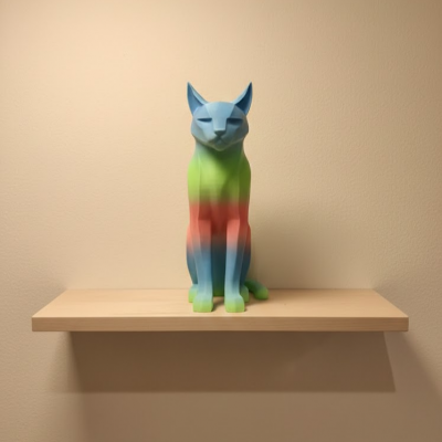 Pastel Rainbow Kedi Figürü Masa ve Raf Üstü Ev Dekorasyonu