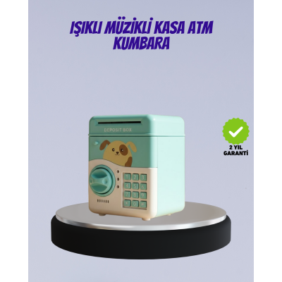 Su Yeşili Işıklı Sesli Elektronik Şifreli Çocuk Kumbarası