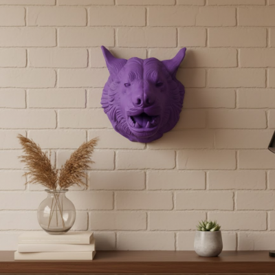 Özel Seri Mor Kurt Duvar Süsü Hediyelik Dekoratif Asılabilir Heykel
