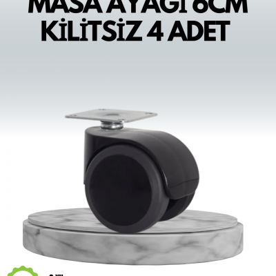 Halı ve Beton Uyumlu Kilitsiz Mobilya Tekerleği 4’lü