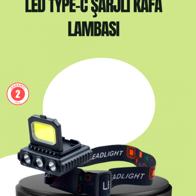 800 Lumen Çok Fonksiyonlu LED Kafa Lambası Type C Şarjlı