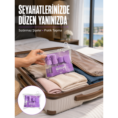 5 Parça Seyahat Kişisel Bakım Seti Şişe Sprey Krem Kutulu