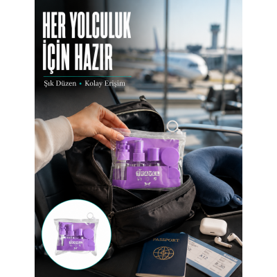 Taşınabilir 5’li Seyahat Banyo Seti Şampuanlık Sprey Krem Kutusu