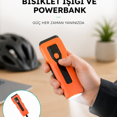 5000 mAh Bataryalı Bisiklet Farı COB Çakar Çok Fonksiyonlu