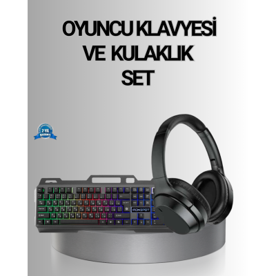 Işıklı Oyuncu Klavye Mouse ve Bluetooth Kulaklık Seti Türkçe Q USB