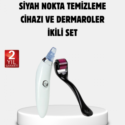 Evde Profesyonel Cilt Bakımı Dermaroller + Siyah Nokta Temizleyici Setı