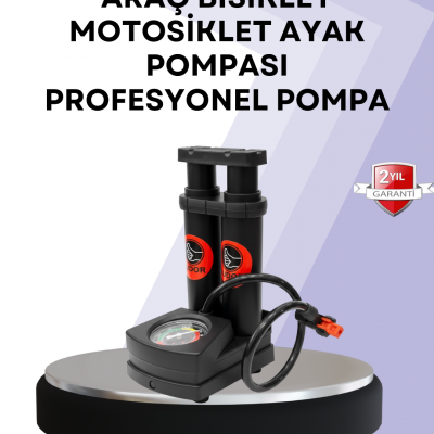 Basınç Saatli Ayak Pompası Bisiklet ve Araç Uyumlu