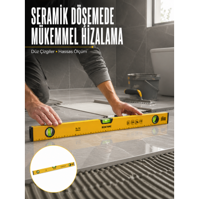 600 mm Su Terazisi Sarı Dayanıklı Gövde Hassas Ölçüm Yeni Nesil