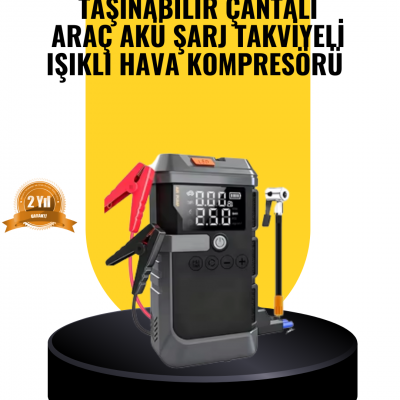Işıklı Hava Kompresörlü Taşınabilir Akü Takviye Ünitesi