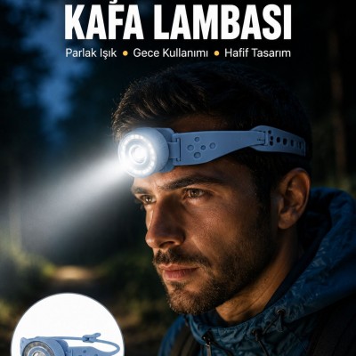 LED Kafa Lambası Kamp Yürüyüş ve Gece Kullanımı İçin