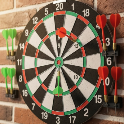 12 İnç Dart Tahtası 4 Adet Metal Uçlu Dart Oku Kolay Montajlı