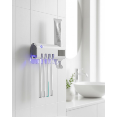 UV Sterilizasyonlu Duvara Monte Otomatik Diş Fırçası Tutucu