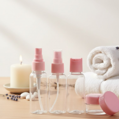 5 Parça Seyahat Boy Kozmetik Seti Şeffaf Düzenleyici