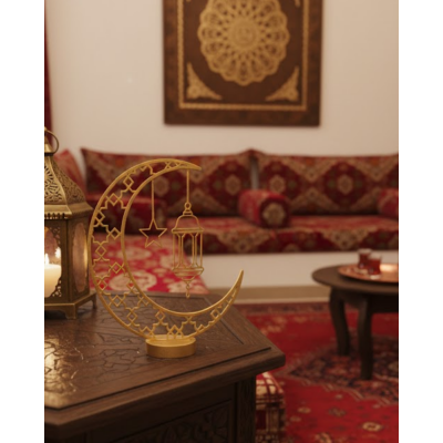 3D Ramazan Dekor Özel Baskı Hilal Yıldız Masa Üstü