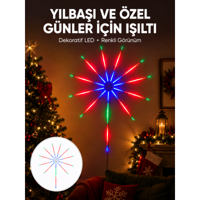 Akıllı RGB LED Havai Fişek Duvar Lambası Kumandalı ve Uygulama Kontrollü