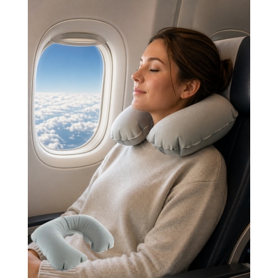 Şişme Boyun Yastığı Seyahat Uyumlu Suya Dayanıklı Konforlu Uyku Desteği