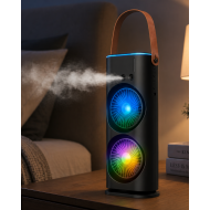 USB Şarjlı Çift Başlıklı Buharlı Masaüstü Fan Sessiz Serinletici Işıklı Fan