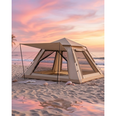 Büyük Aile Kamp Çadırı 240x240x160 cm Gölgelikli 6 Kişilik Outdoor Çadır
