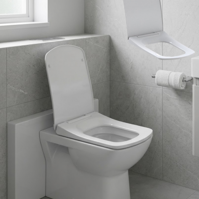 Kare Slim Klozet Kapağı Sessiz Kapanma Dayanıklı Tasarım