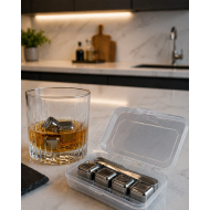 Paslanmaz Buz Taşı Seti Kutulu Maşalı İçecek Soğutucu Küpler