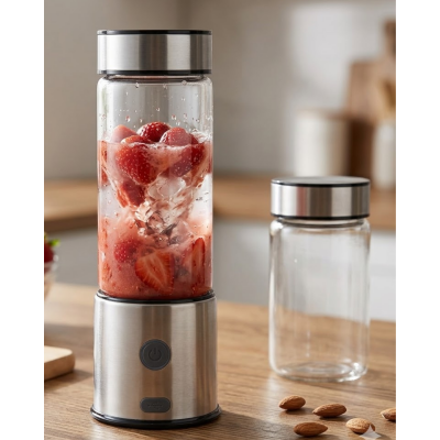 USB Type C Şarjlı Cam Blender 6 Bıçaklı Smoothie ve Shake Blender