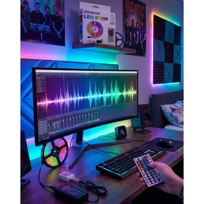 5050 RGB LED Şerit 5 Metre Uzaktan Kumandalı Ortam Aydınlatma Led