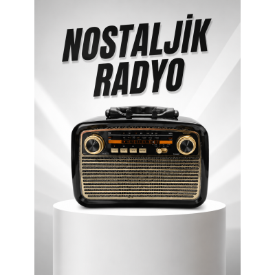 Müzik Kutusu Bluetooth Bağlantılı El Fenerli Nostaljik Tasarım Radyo