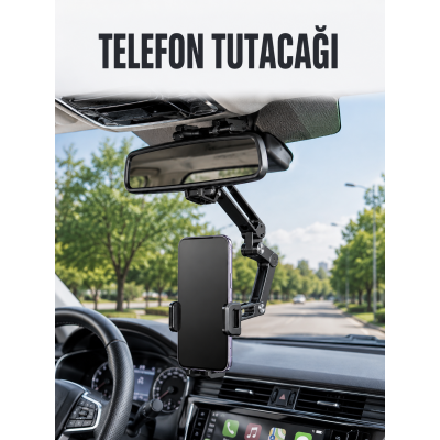 Araç Dikiz Aynası Telefon Tutucu Ayarlanabilir Katlanabilir Navigasyon Telefon Standı